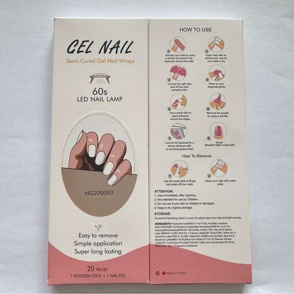 5/$25! Gel Nail Semi-Cured Gel Nail Wraps with wooden stick & Nail file - Picture 2 of 4